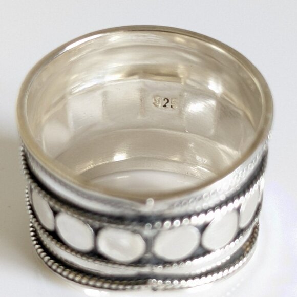 Concave Bali Ring, Sterling Silver Ring, Wide Light Band Ring, Statement Ring - Picture 9 of 10
